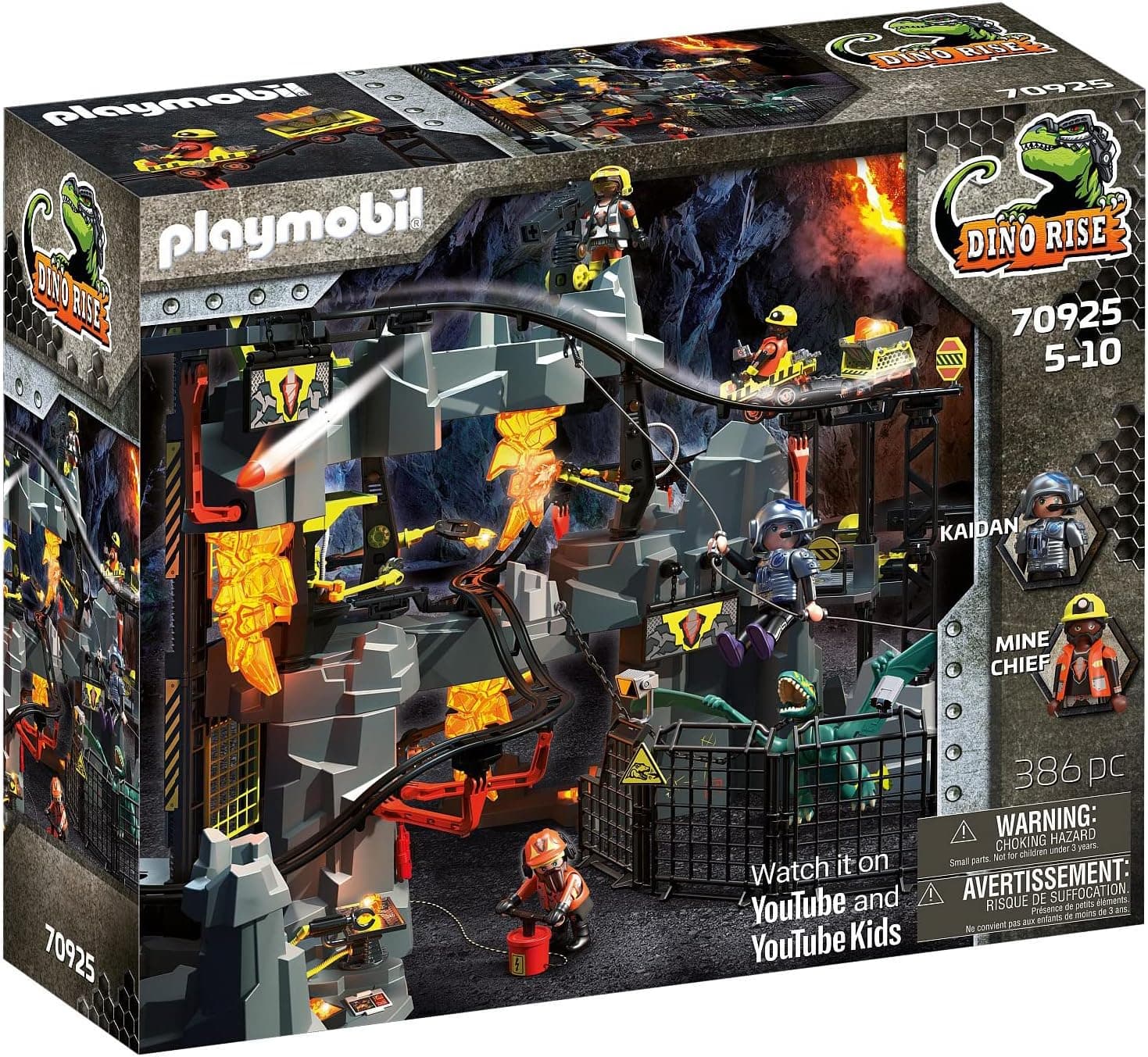 PLAYMOBIL Dino Rise 70925 Dino Mine, comboio de mineração com veículos e armadilhas, brinquedos para crianças a partir de 5 anos