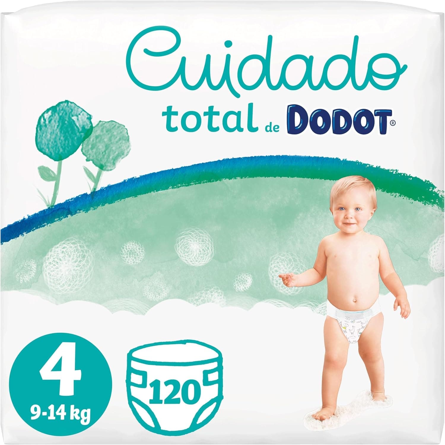 Dodot Fraldas bebé cuidado total tamanho 4 (9-14 kg), 120 fraldas, proteção suave da pele com ingredientes de origem vegetal