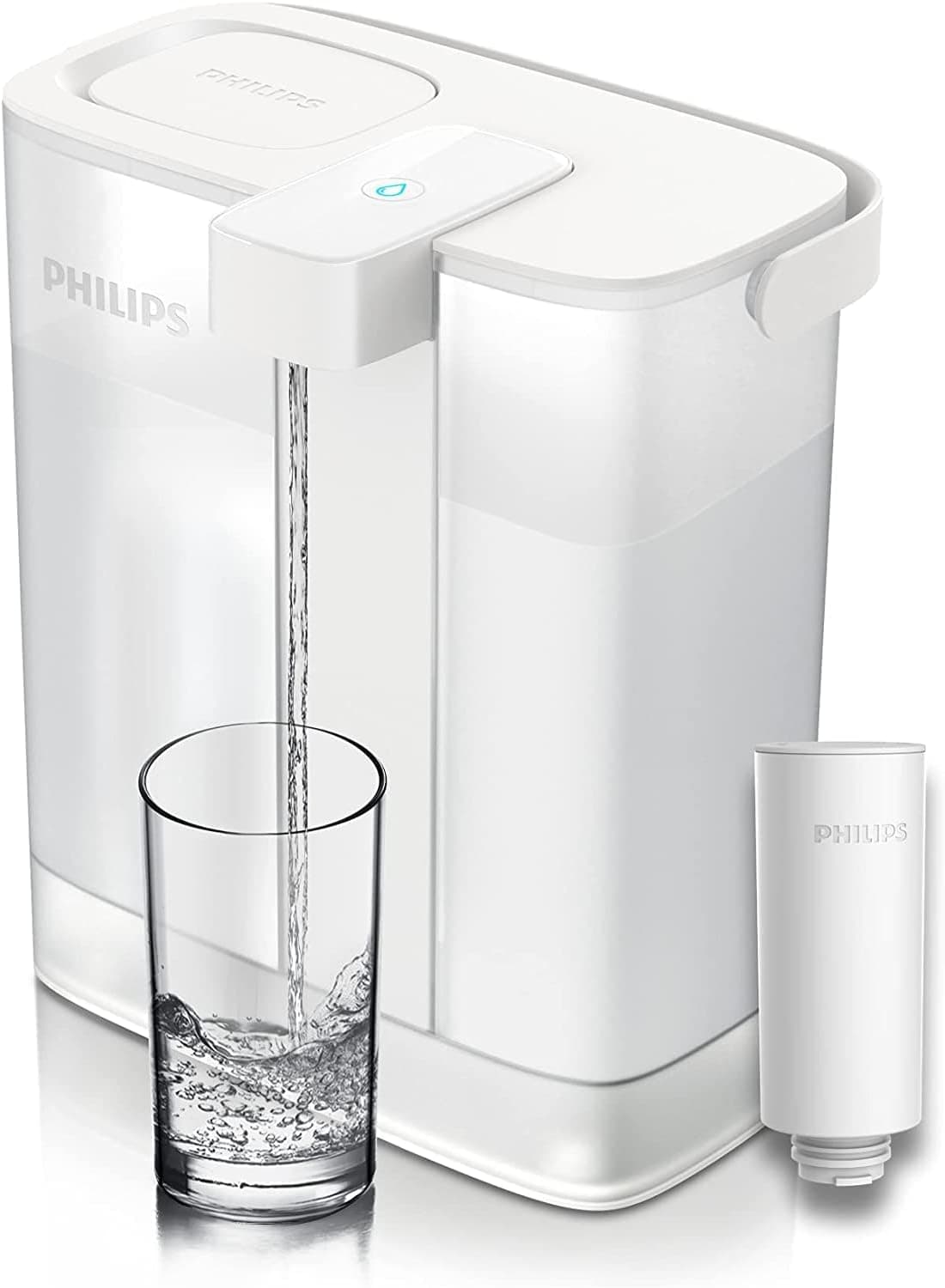 Philips Water AWP2980WH/31 Filtro de água instantâneo (3 l, fluxo rápido de 1 l/min, recarregável via USB-C), branco
