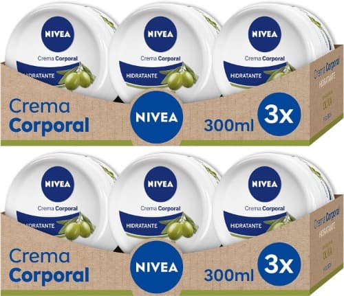 NIVEA Aceite de Oliva | Creme corporal hidratante com ingredientes naturais para pele seca, 3 x 300 ml