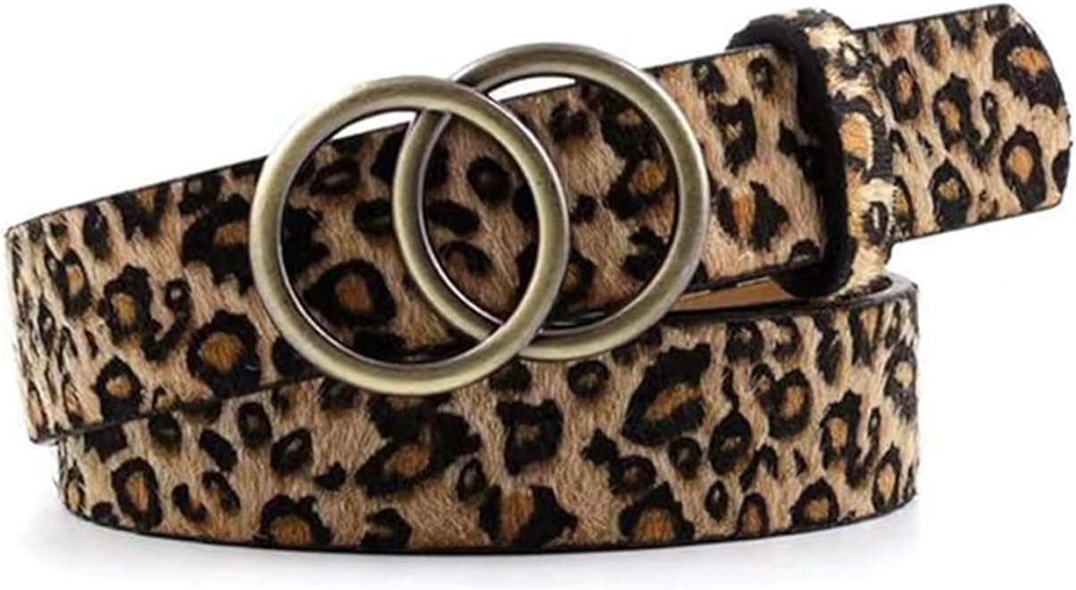 YUYANGDZI Cinto de couro para mulher, com estampado de leopardo, para jeans, calças informais, vestidos