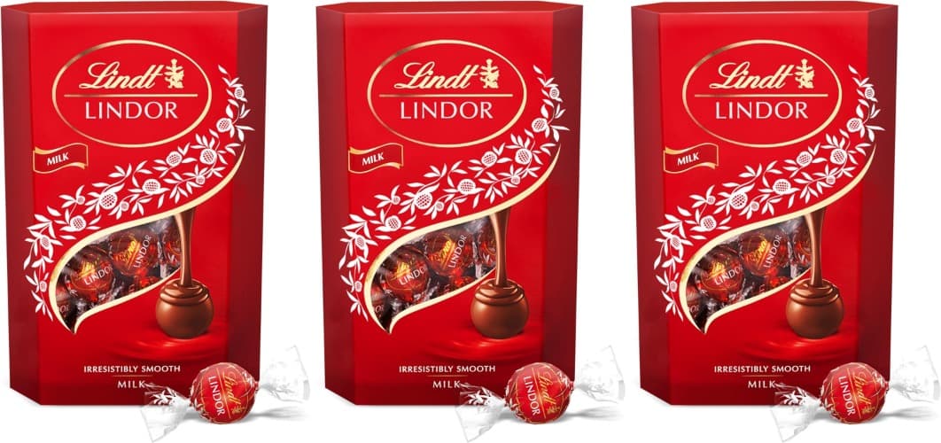 Lindt Lindor Chocolate com leite, deliciosa gostosa com interior de chocolate cremoso, bombons para oferecer, aprox. 16 unidades, 200 g 