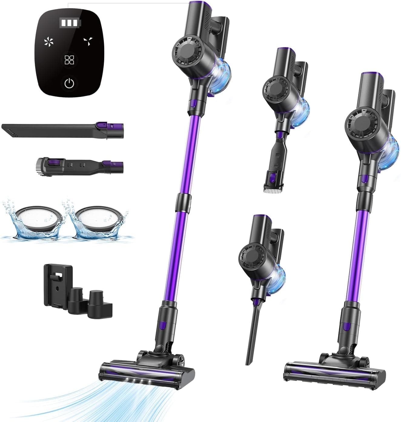 Vexilar 35KPa Aspirador sem cabo V8PRO, 3 em 1 aspirador automático 40 Mins, potente sucção vassoura aspirador sem cabo, aspirador vertical para pelo de animais de estimação/tapete/chão/carro