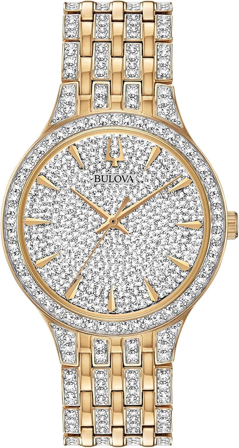 Bulova Herrenuhr Relógio de pulso para mulher decorado com 636 cristais Swarovski