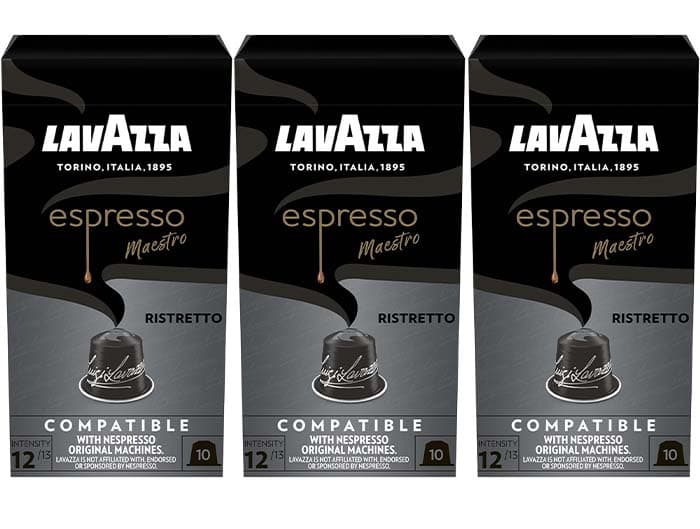 Lavazza, Espresso mestre registro, cápsulas de café compatíveis com as máquinas nespresso original, notas aromáticas de chocolate e caramelo, árabe e robusta, intensidade 12, torção escura, 30 cápsulas 
