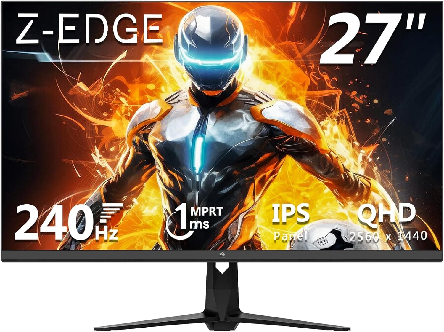 Z-Edge Monitor de jogos de 27 polegadas 240HZ, ecrã de computador 2K QHD IPS monitor 1ms 2560 x 1440 LED, 400cd/m², HDR10, FreeSync, DisplayPort(240 Hz), HDMI(144 Hz), VESA C