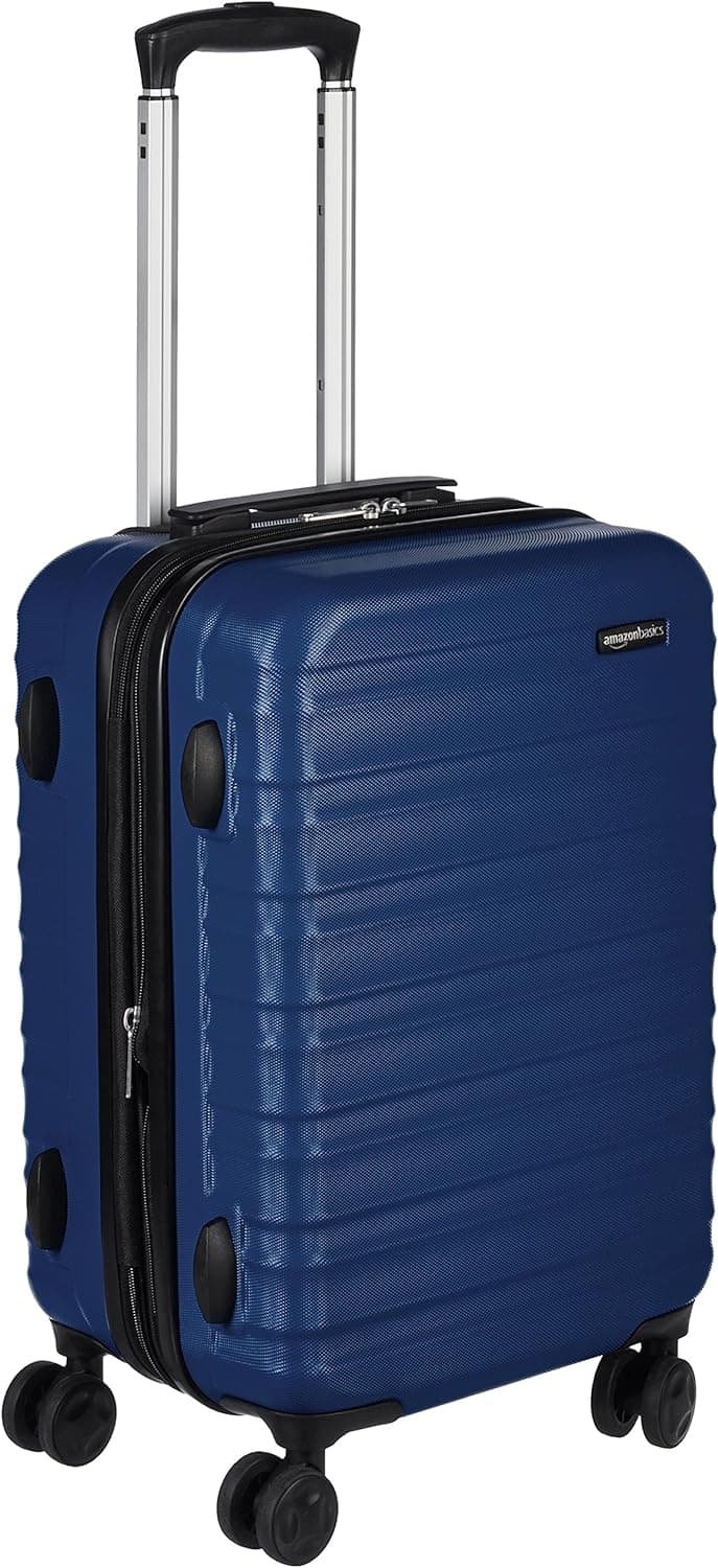 Amazon Basics - Mala de viagem rígida giratória, Azul Marinho, 55 cm, 1 Peça