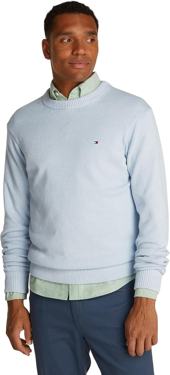 Tommy Hilfiger Camisola para homem Chunky Cotton Crew Neck Jersey de malha
