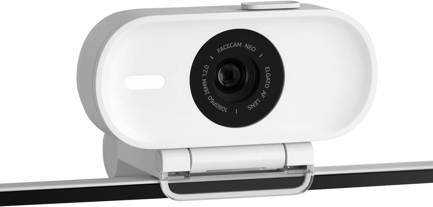 Elgato Facecam Neo Webcam Full HD com tampa de privacidade, correção de iluminação, para chamadas de vídeo, streaming