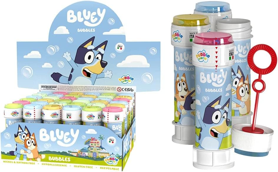 DULCOP - Conjunto de 36 bolhas Bluey - bolhas de sabão - 60 ml - 047337PA - Azul - Plástico - Licença oficial - Brinquedo infantil - Jogo ao ar livre - A partir de 3 anos