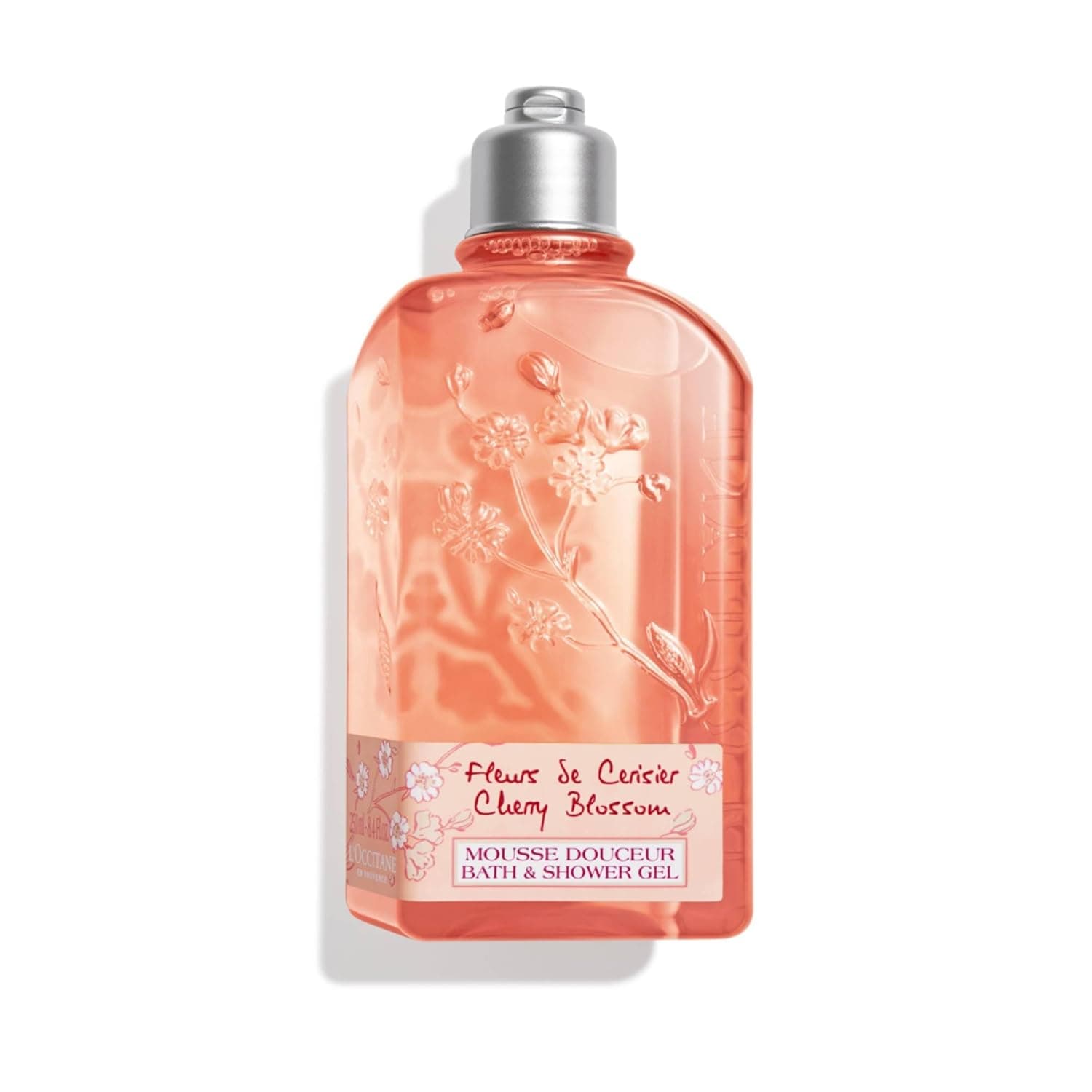 L'OCCITANE Gel de duche e casa de banho flor de cerejeira - aroma floral fresco e delicado, limpa suavemente, hidrata e suaviza a pele, fórmula luxuosa, adequado para todos os tipos de pele, 250 ml
