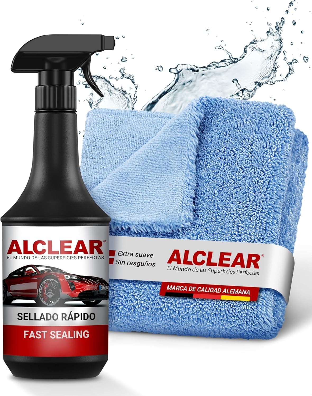 ALCLEAR 71100SV Selador rápido de pintura, 1 litro, inclui pano de microfibra para polir o carro, para cuidados com o carro, motocicleta e bicicleta