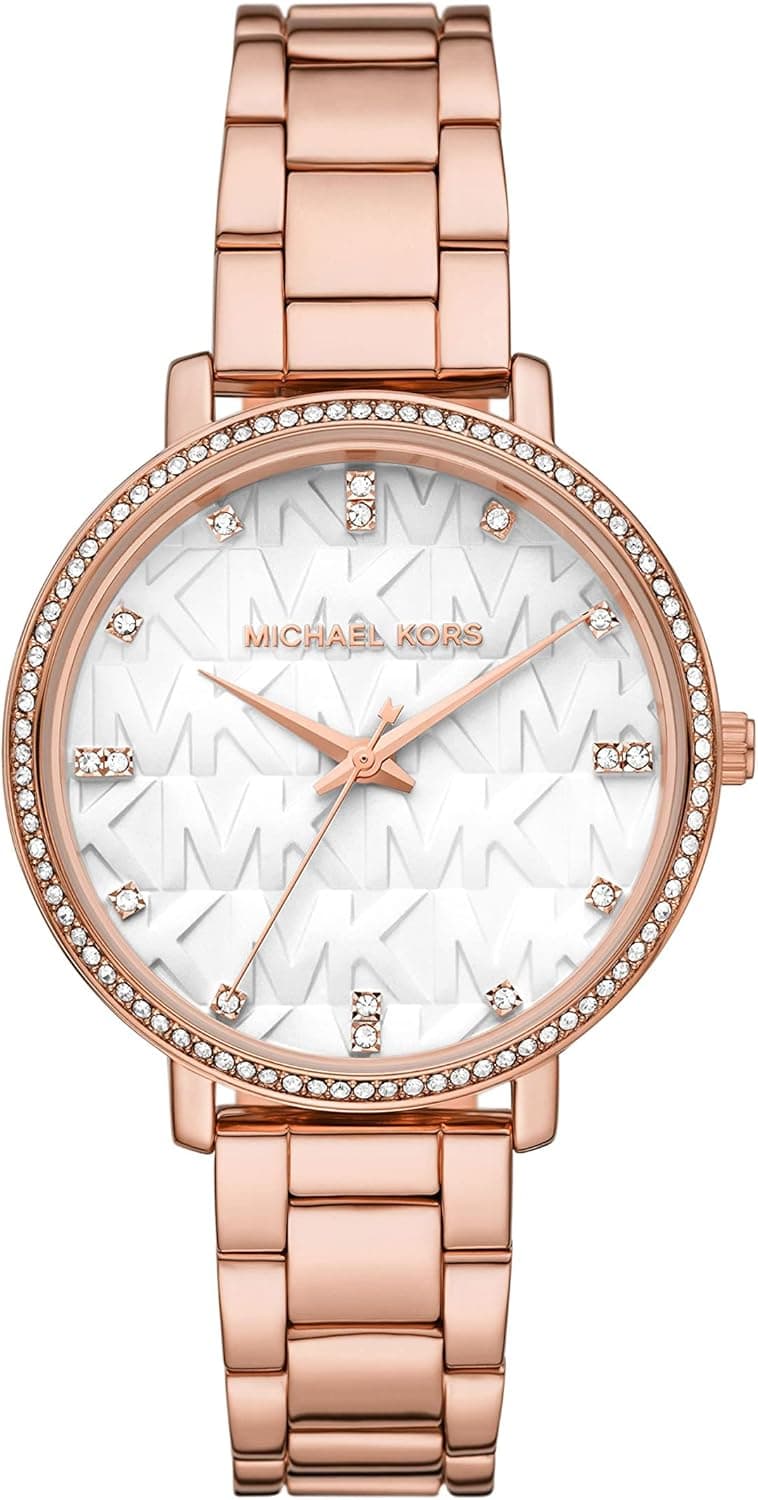 Michael Kors Pyper MK4594 | Relógio feminino de pulso em aço inoxidável com movimento de quartzo, três ponteiros e bracelete metálica