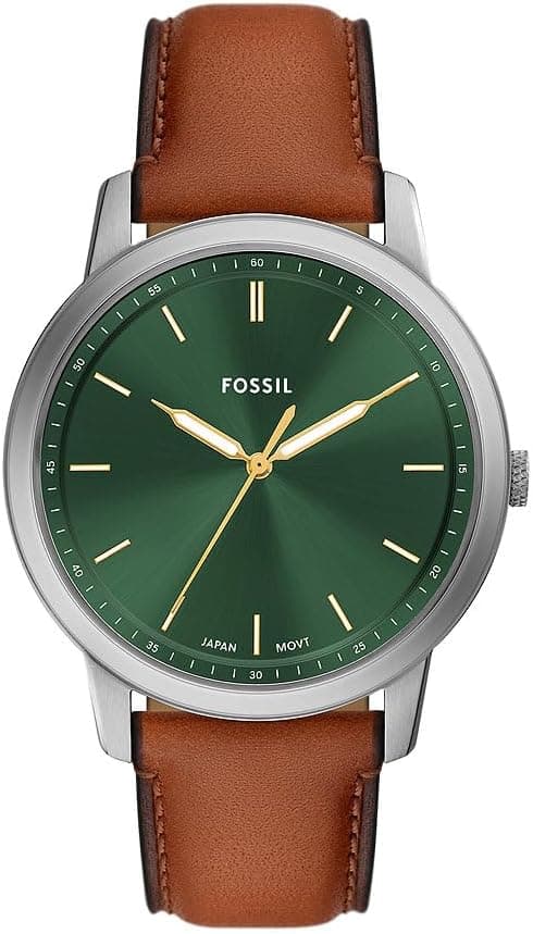 Fossil Minimalist Relógio para homem, movimento de quartzo com correia de aço ou pele