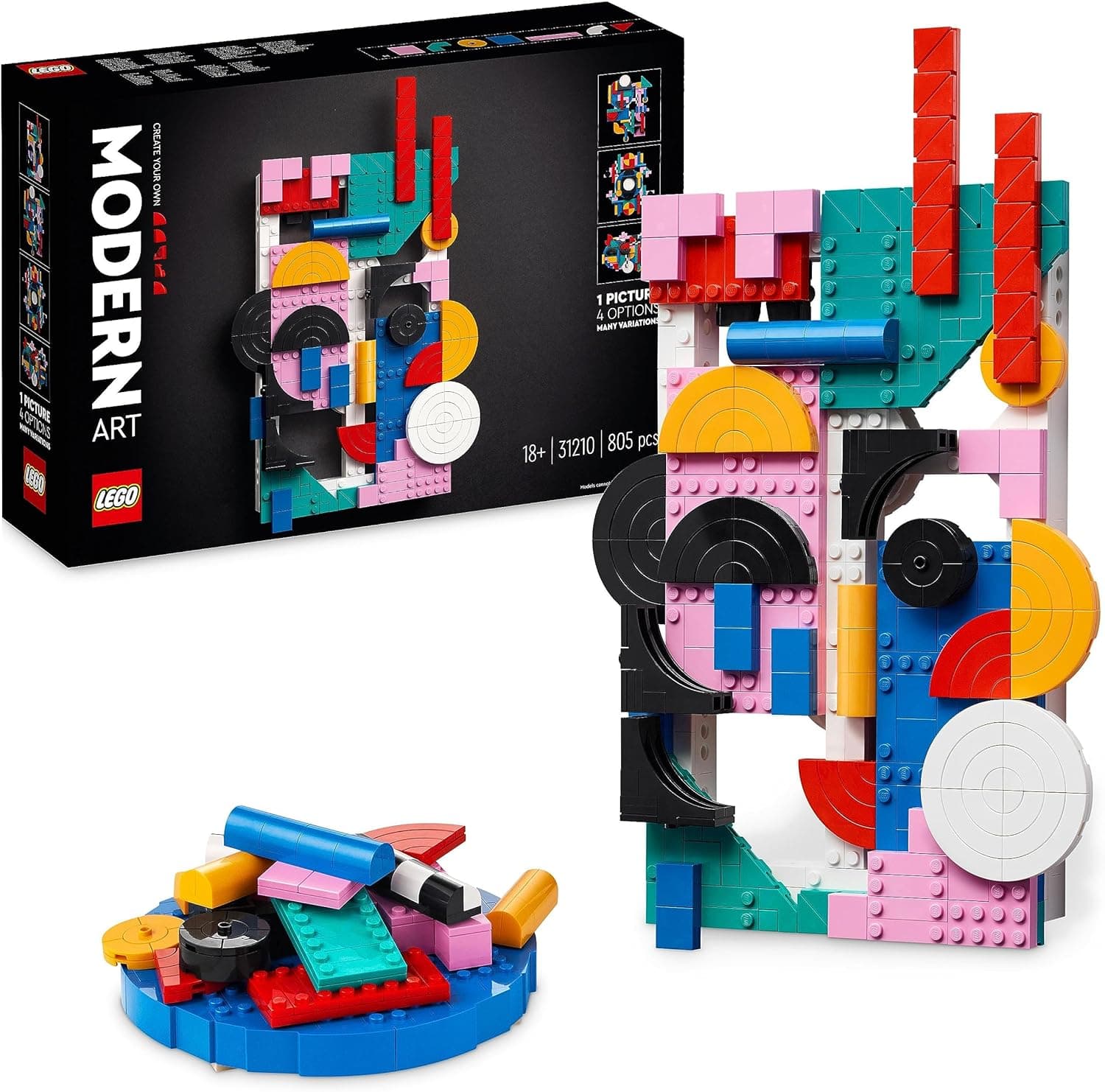 LEGO Art arte moderna, tela mural abstrato e colorido, decoração para sala de estar ou quarto, atividade criativa de artesanato para adultos e adolescentes, presente para mulheres e homens 31210