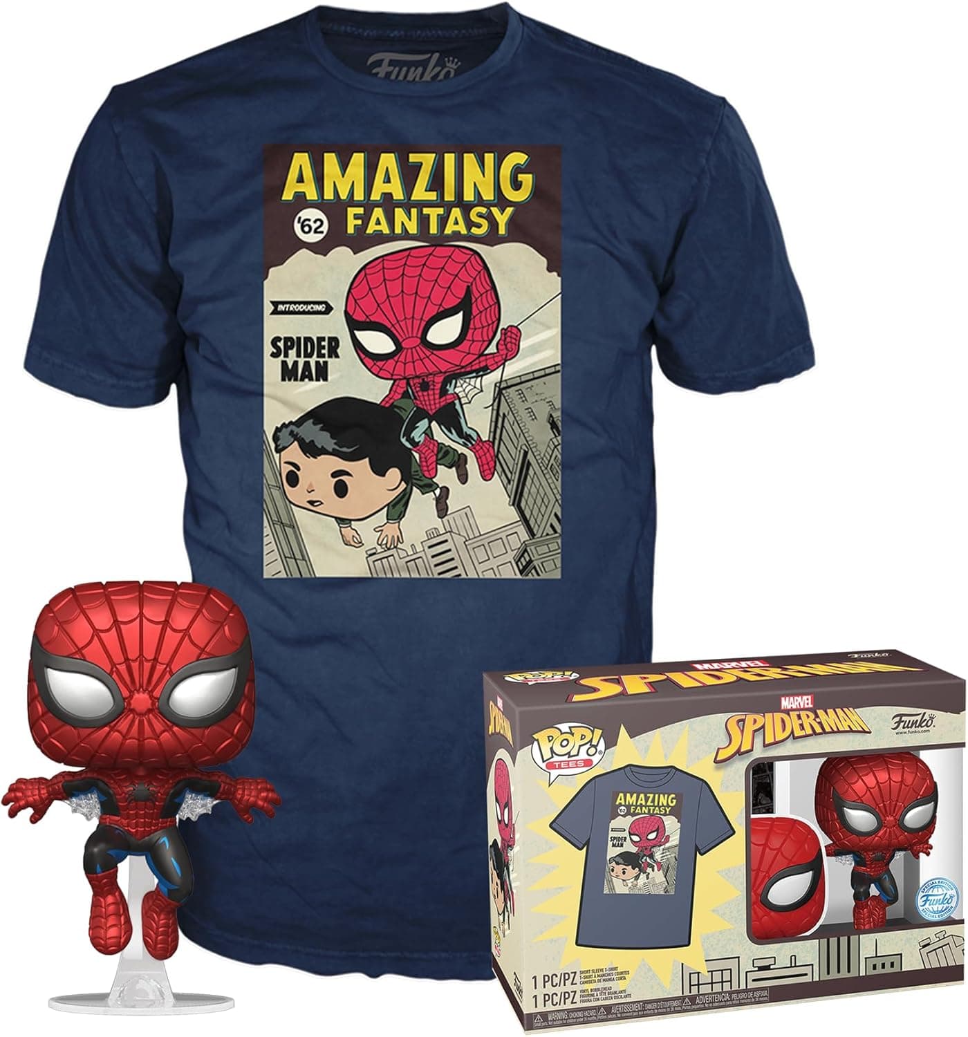 Funko Pop! & tee: Spider-Man - T-shirt e figura de vinil colecionável - tamanho M