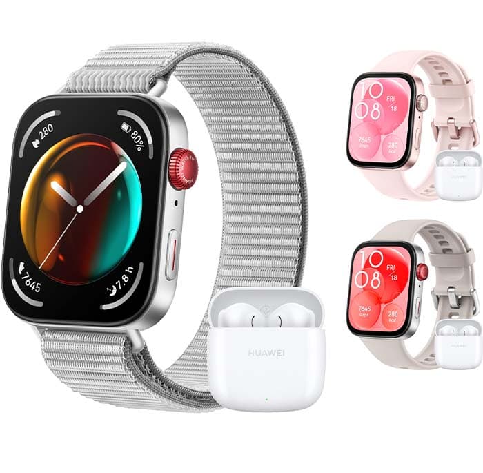 HUAWEI Watch Fit 3, ecrã AMOLED de 1,82 polegadas, design ultrafino, chamadas por Bluetooth, bateria de até 10 dias, compatível com Android e iOS +Freebuds SE 2, cinzento