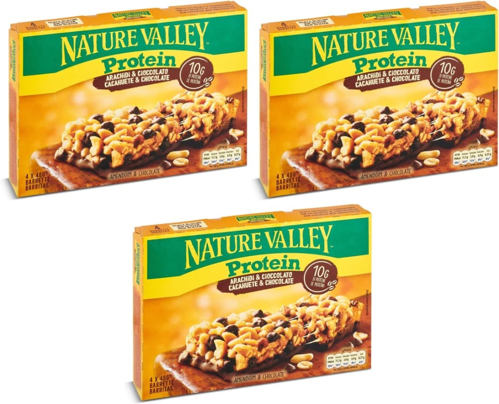 Nature Valley Protein | Barras proteicas de manteiga de amendoim e chocolate, 12 x 40 g