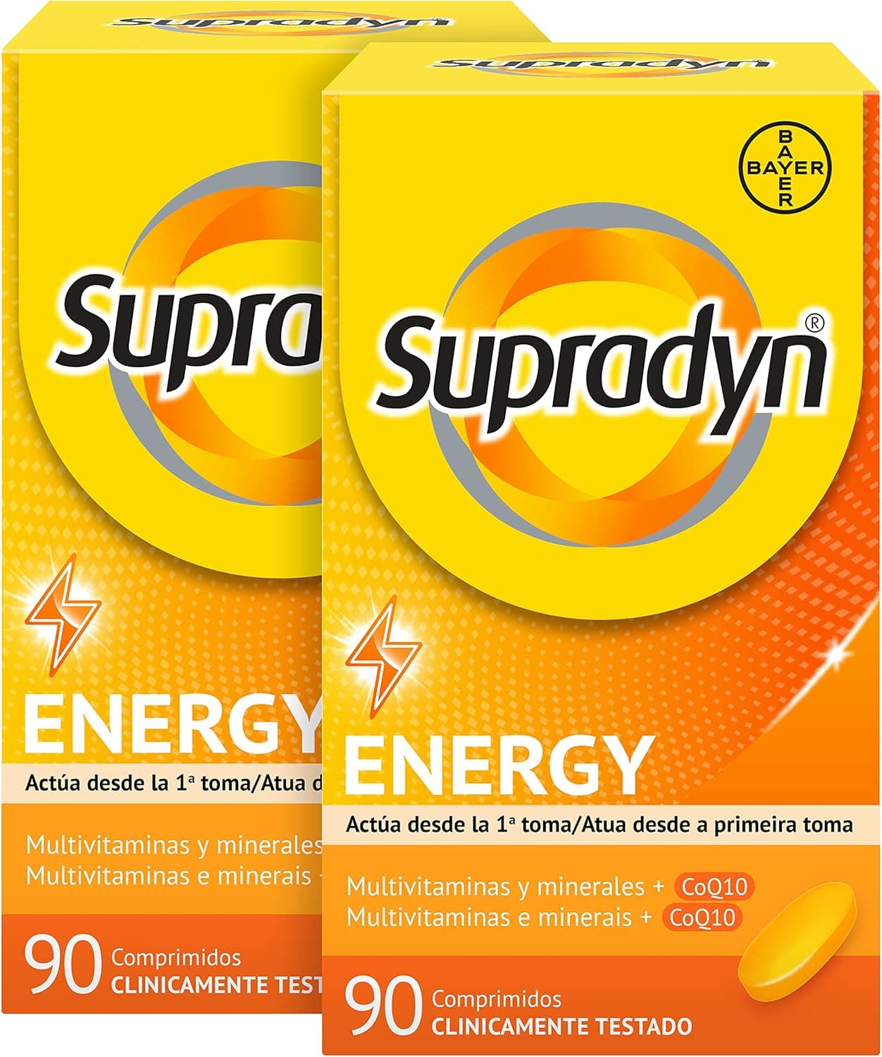 Supradyn Multivitaminas, energia, 180 comprimidos, 6 meses de fornecimento, complexo vitamina B12, B6, coenzima q10, sem glúten e sem lactose, multivitamínico para homens e mulheres