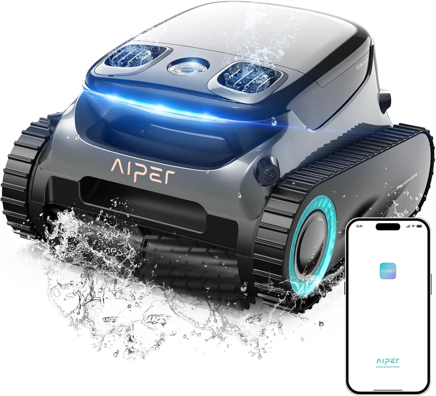 AIPER Scuba S1 Pro Limpador de fundos de piscina, robô piscina limpa pisos, paredes e linha de flutuação, até 180 min de alcance, Smart Navigation, adequado para piscinas elevadas e enterradas de até