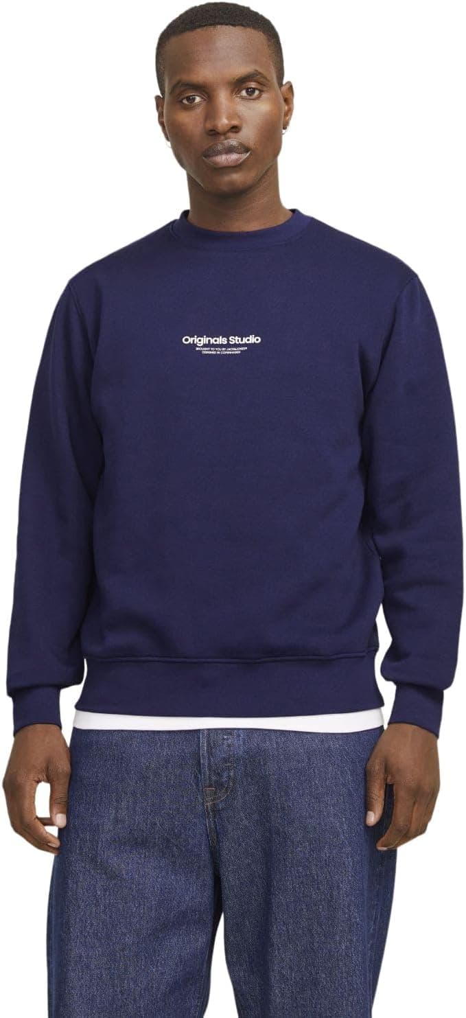 JACK & JONES | Sweatshirt estampada para homem em azul escuro
