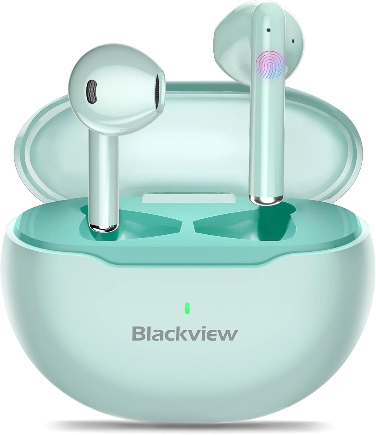 Blackview Auriculares sem fios, auriculares Bluetooth 5.3 HD microfone, Airbuds 6 capacetes sem fios / cancelamento de ruído/HiFi estéreo/IPX7 impermeável/controlo tátil/reprodução 24H (verde)
