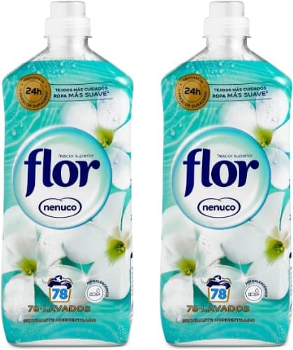 Flor - Suavizante para roupas concentradas, aroma nenuco, hipoalergénico, 78 doses, 1404 ml x 2