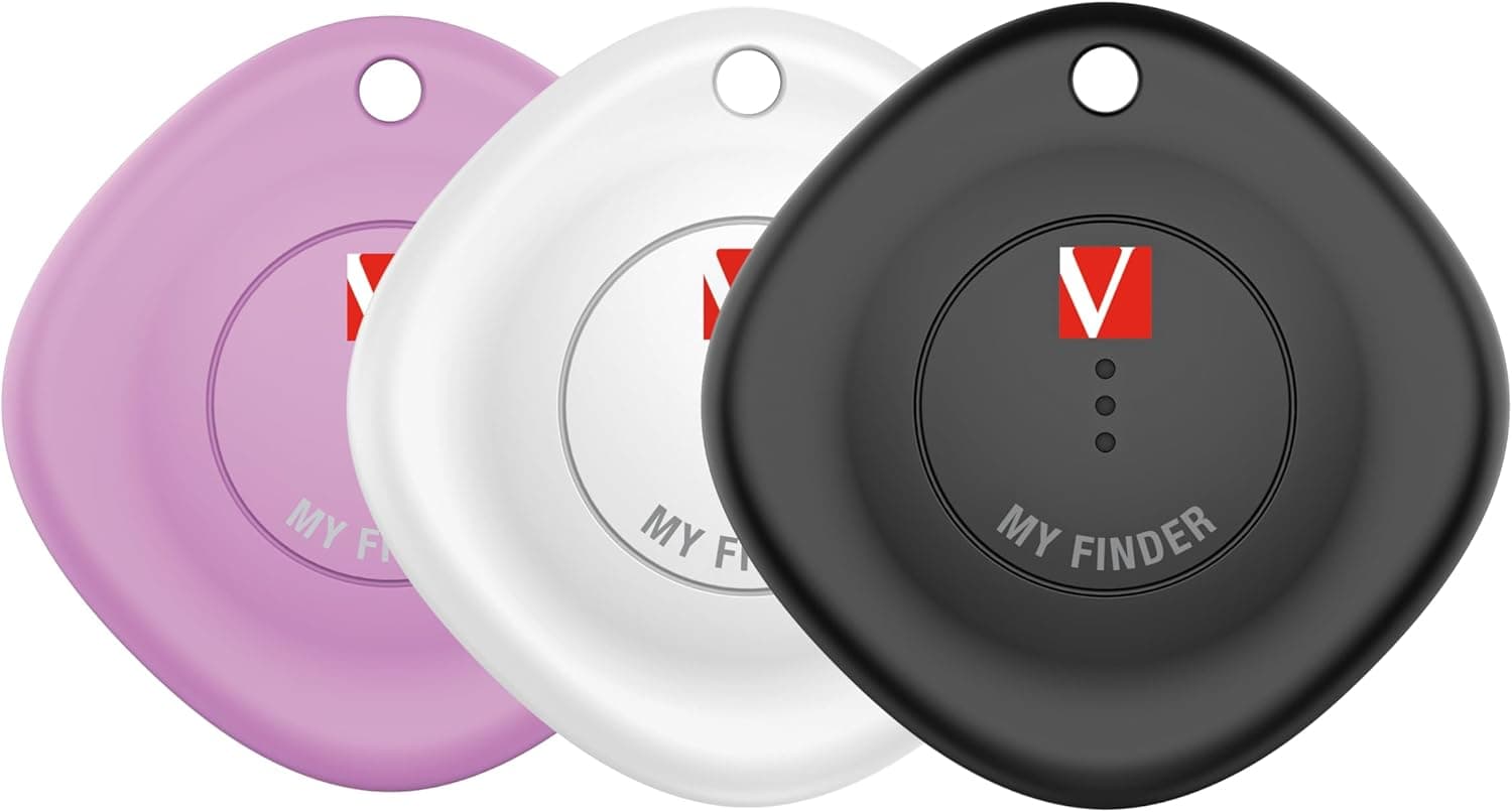 erbatim My Finder - Conjunto de 3 rastreadores Bluetooth para mochila, mala, carteira, chaves, etc. Compatível com a Apple