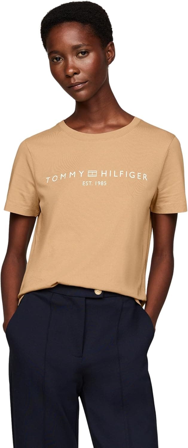 Tommy Hilfiger T-shirt de manga curta para mulher com decote redondo