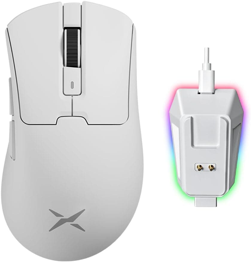 Rato sem fios para jogos Delux M900pro, frequência de sondagem de 8000 hz, estação de carregamento RGB, design ergonómico de 63 g, sensor Paw 3395 com 26000 dpi, botões programáveis