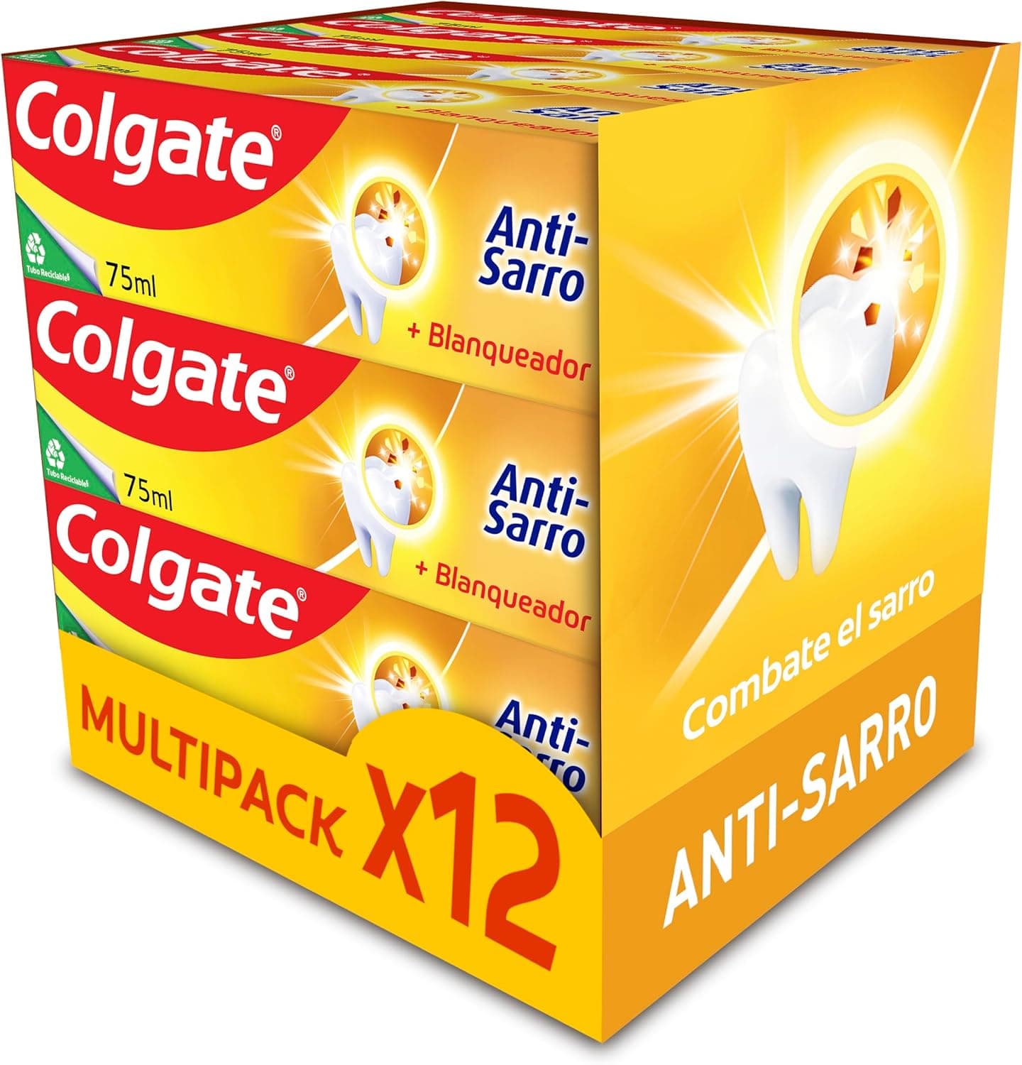 COLGATE - Pasta de dentes anti-sarro, embalagem de 12 x 75 ml