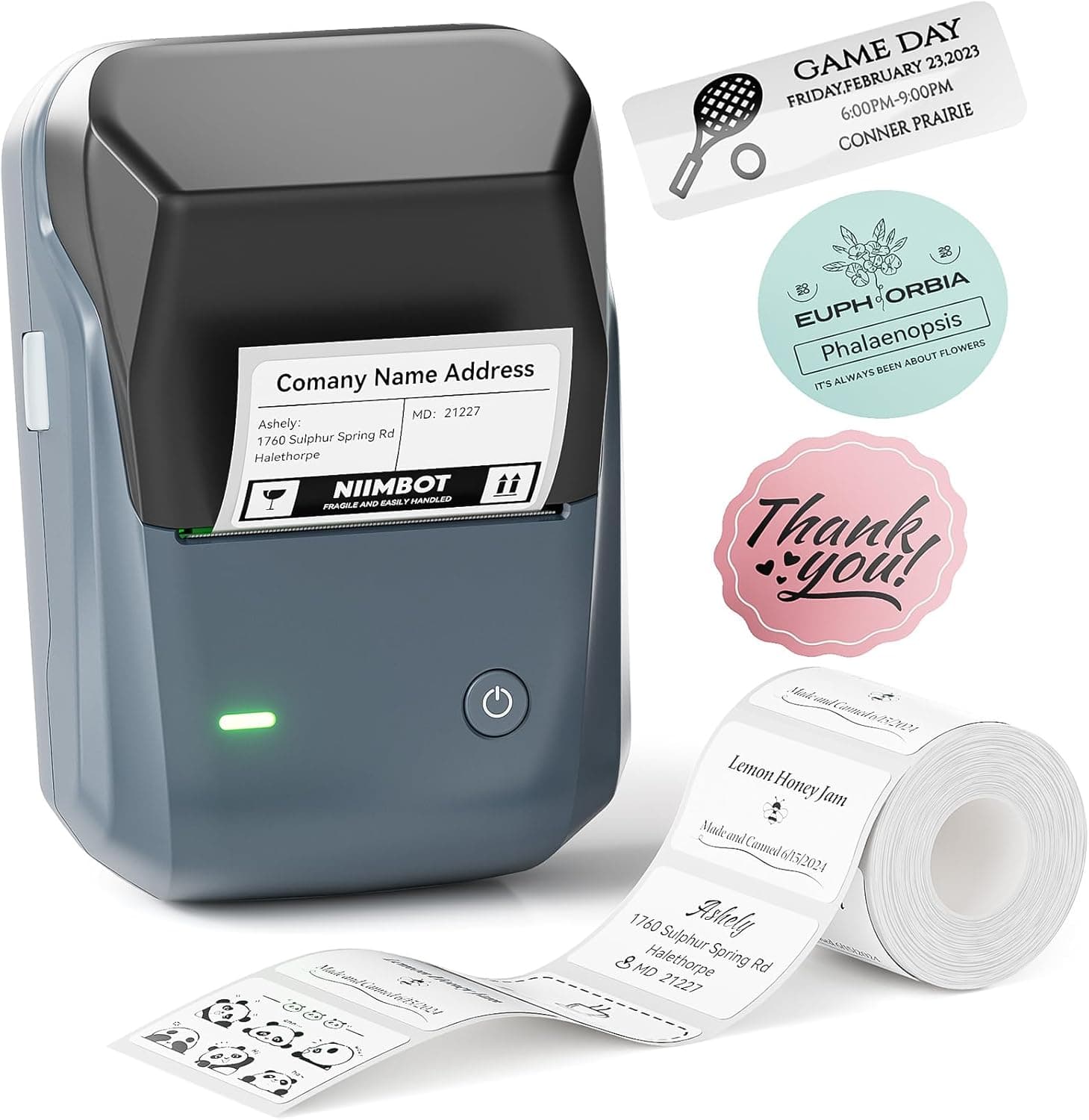 NIIMBOT B1 Etiquetadora com 1 rolo de papel de etiquetas, impressora de etiquetas Bluetooth, 20 - 50 mm de largura de impressão, compatível com iOS e Android, azul