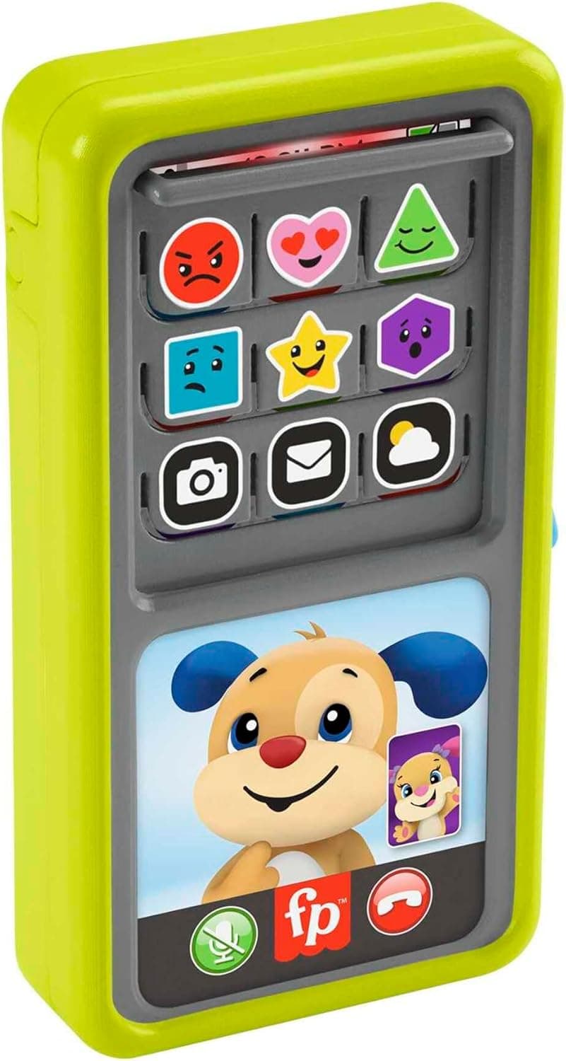 Fisher-Price Rir e aprender smartphone desliza e aprender, telefone de brinquedo de aprendizagem com som, bebés + 9 meses, versão em espanhol português e italiano inglês (HNL45)