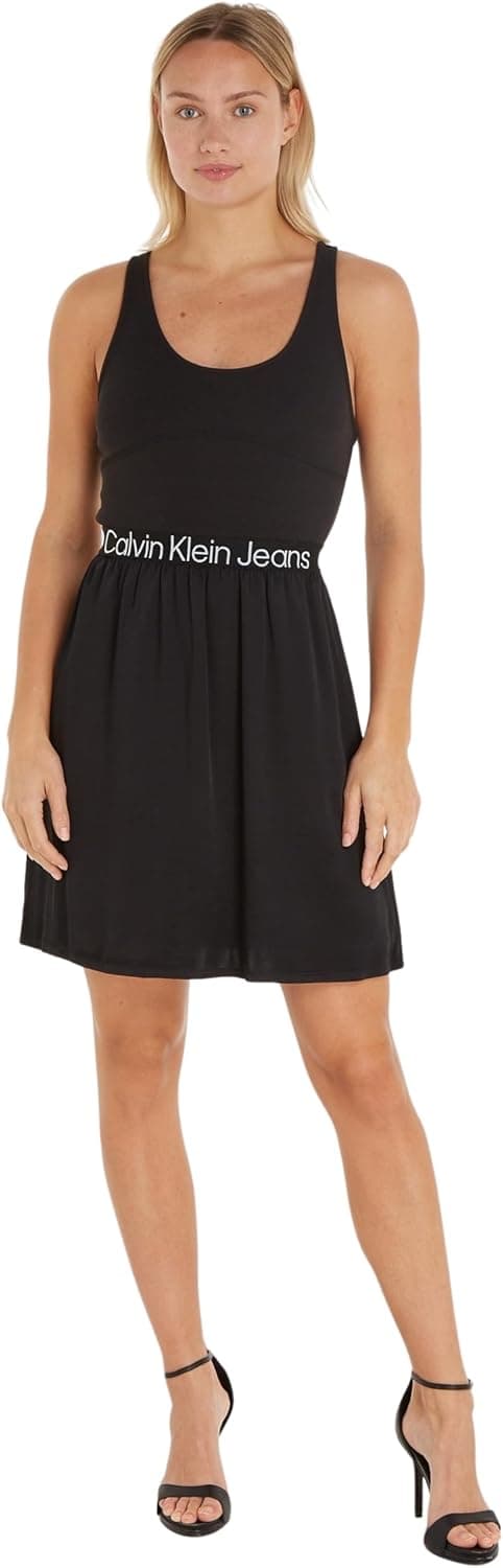 Calvin Klein Jeans Vestido feminino Racerback Elastic Dress verão