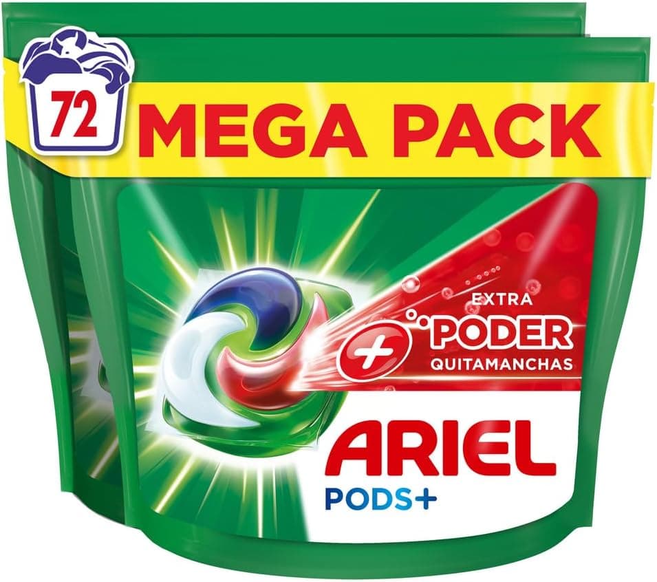 ARIEL PODS Tudo em 1 detergente máquina de lavar líquido em cápsulas/comprimidos, 72 lavagens, sabão limpeza profunda, mais poder removedor de manchas