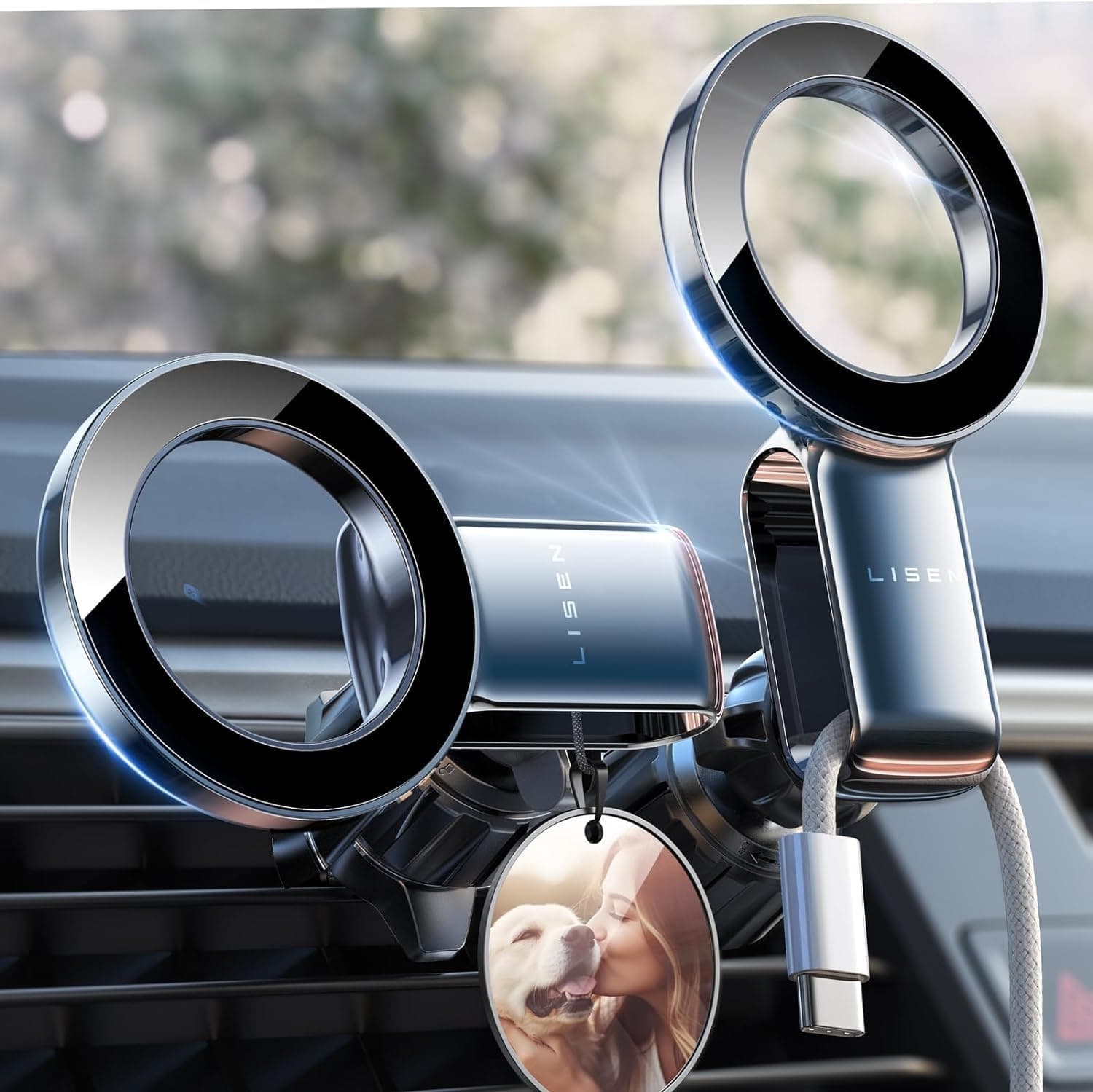 LISEN Suporte móvel para carro Magsafe, mãos livres para suporte magnético para telemóvel para carro Vent [30 ímanes fortes] para todos os telemóveis
