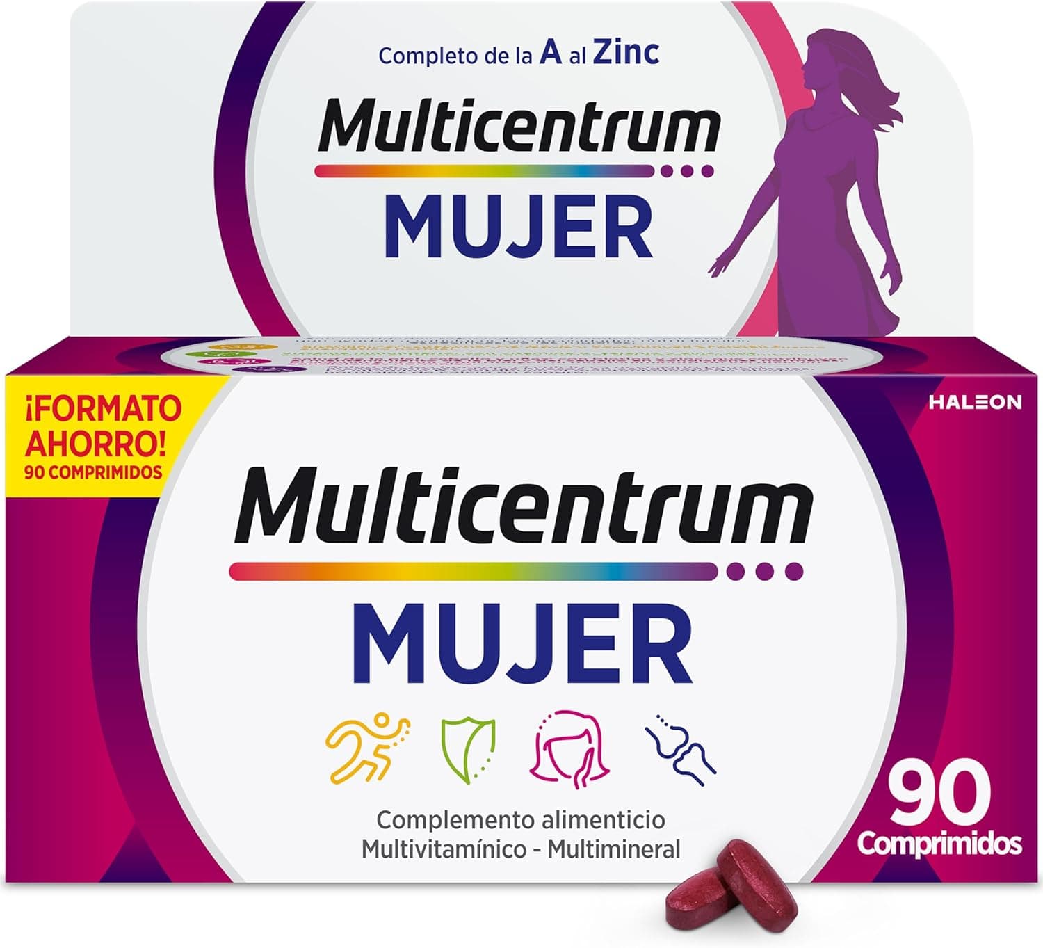 Multicentrum Mujer Suplemento alimentar com 13 vitaminas e 11 minerais, para mulheres a partir dos 18 anos, 90 comprimidos