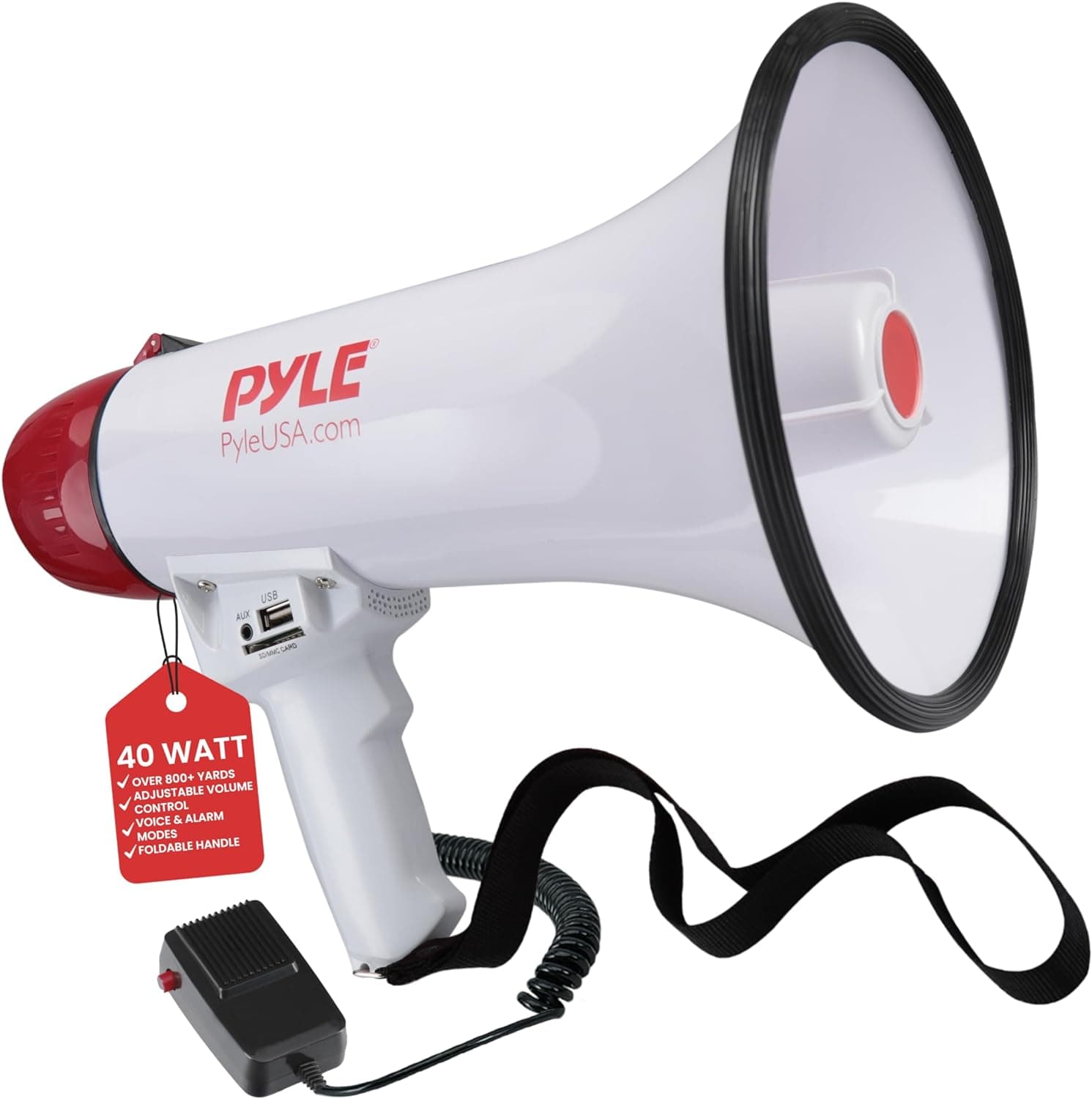 Pyle PMP42BT Altifalante de megafone para exteriores (Bluetooth, 40 W, com AUX/USB/SD)
