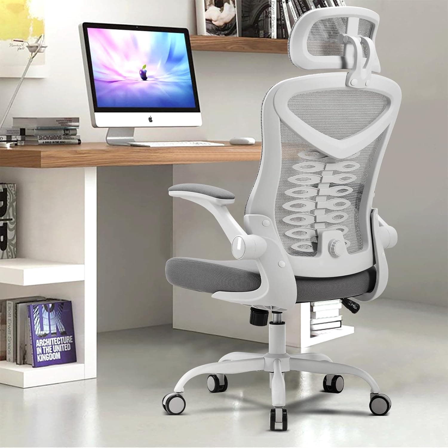 Magic Life Desk Chair | Cadeira de escritório ergonómica com apoio lombar e braços rebatíveis