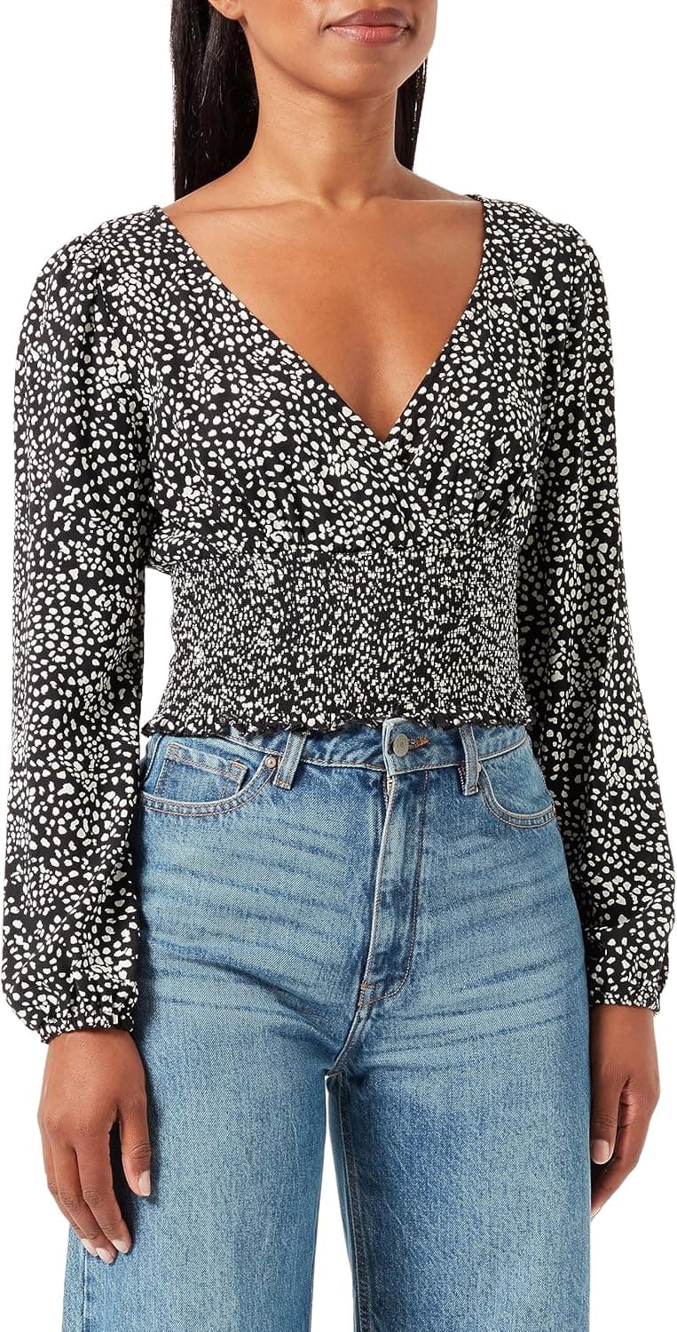 Hurley Animal L/S top com smocked WB Blusa para mulher
