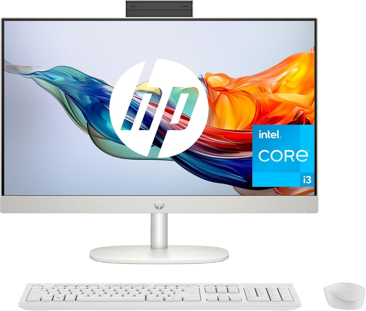 HP All-in-One 24-cr0013ss Computador de mesa FHD de 23,8" (Intel Core i3-N300, 8 GB RAM, 512 GB SSD, Intel UHD Graphics, sem sistema operacional), branco, teclado QWERTY espanhol
