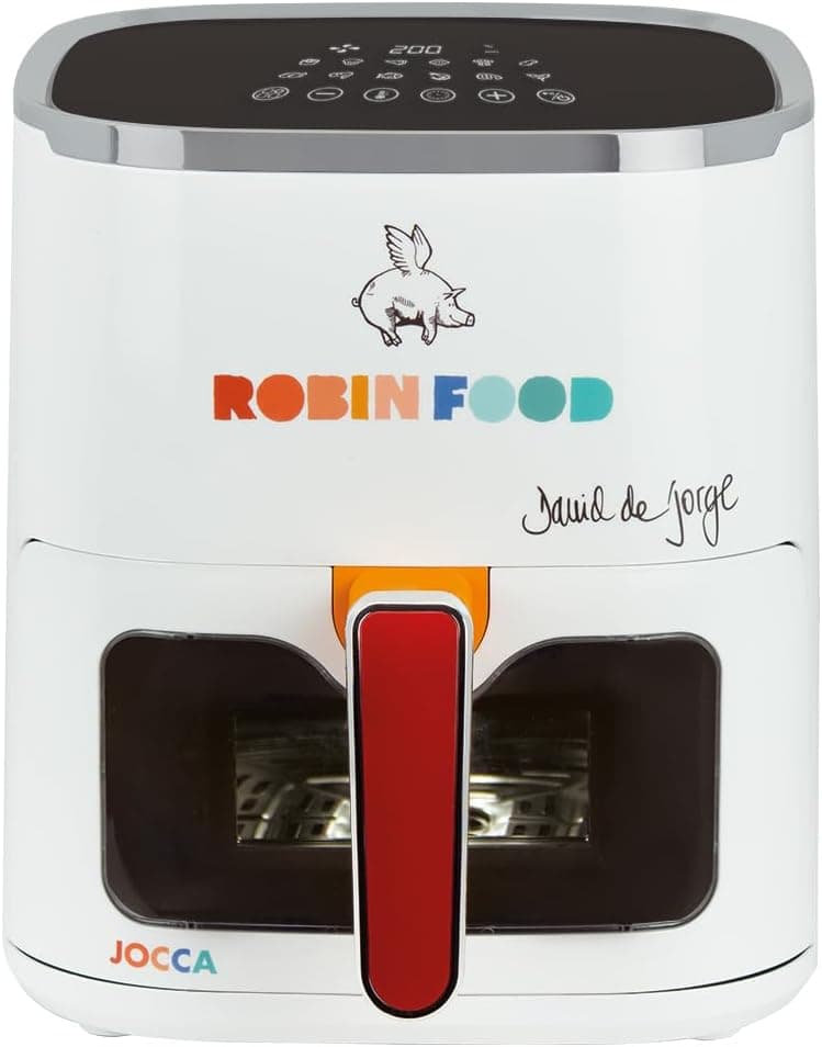 JOCCA frigideira de ar quente 5L - fritadeira sem óleo, temporizador, temperatura ajustável, cozinha saudável, 1450W, branco RF