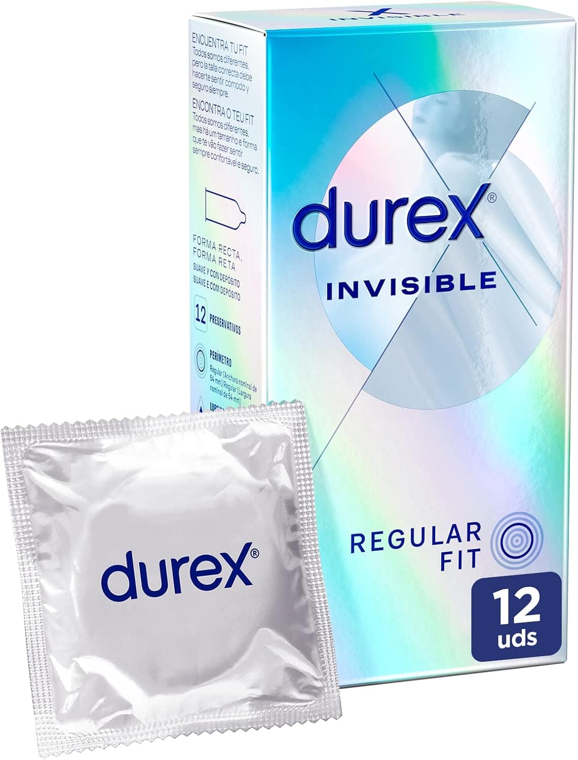 Durex Preservativos invisível, extra lubrificado, pack de 12 preservativos