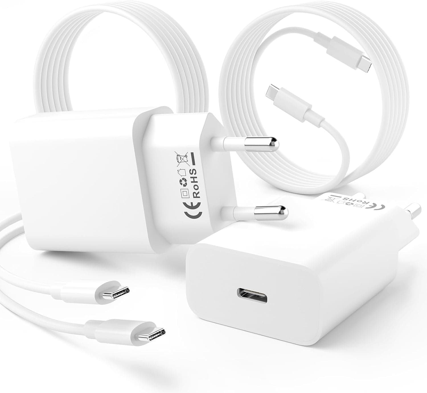 Carregador para iPhone 16 15 carregamento rápido, pacote de 2 20 W carregador USB C carregamento rápido com 2 M cabo USB-C a C compatível com iPhone 15/15 Plus/15 Pro/15 Pro Max/16 Plus/16 Pro Max