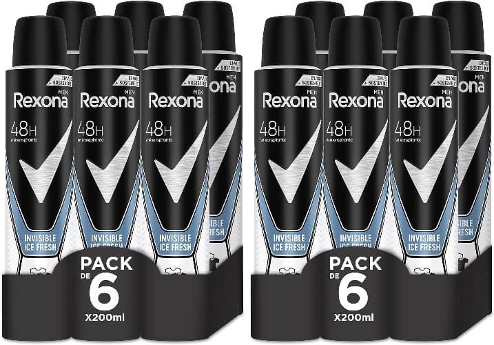 Rexona Invisível desodorizante aerossol antiderrapante para homem gelo 200 ml - pacote de 6 x 2