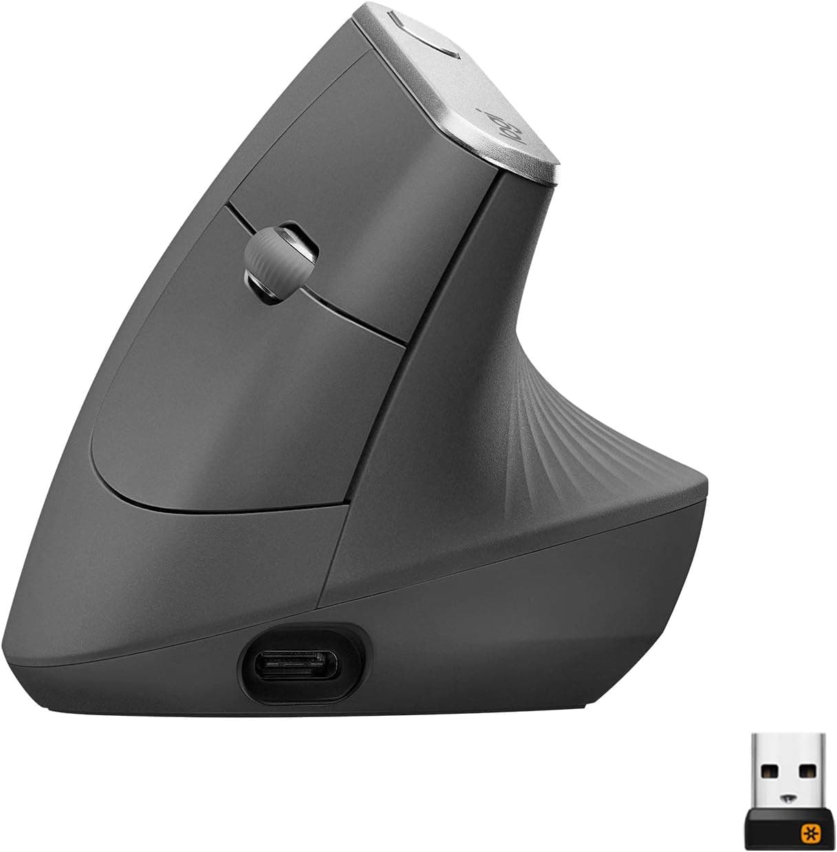 Logitech MX Rato vertical sem fios ergonómico, multicomputador, 2,4 GHz/Bluetooth com recetor Unifying USB, rastreamento ótico 4000 DPI, 4 botões, carregamento rápido, preto