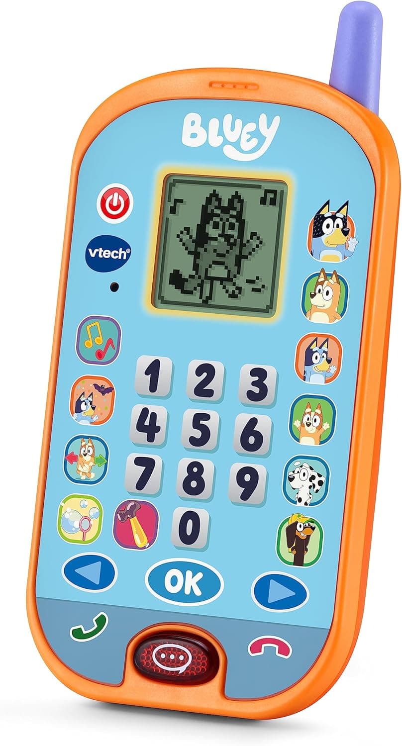 VTech - Telefone de atividades de Bluey, smartphone educacional, aprenda números, cálculo, lógica e memorização, brinquedo para crianças + 3 anos, versão ESP (80-554622)
