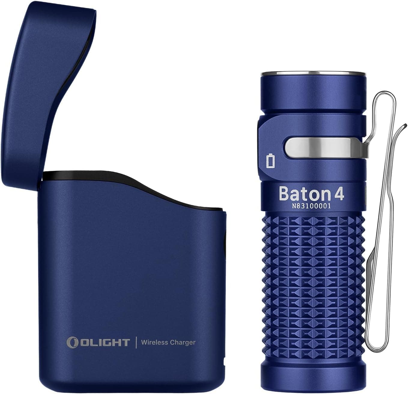 OLIGHT Baton 4 kit lanterna LED recarregável de alta potência de 1300 lúmenes 170 metros impermeável com Type-C compatível com Baton 4/3 S1R II e Perun 2 Mini (azul)