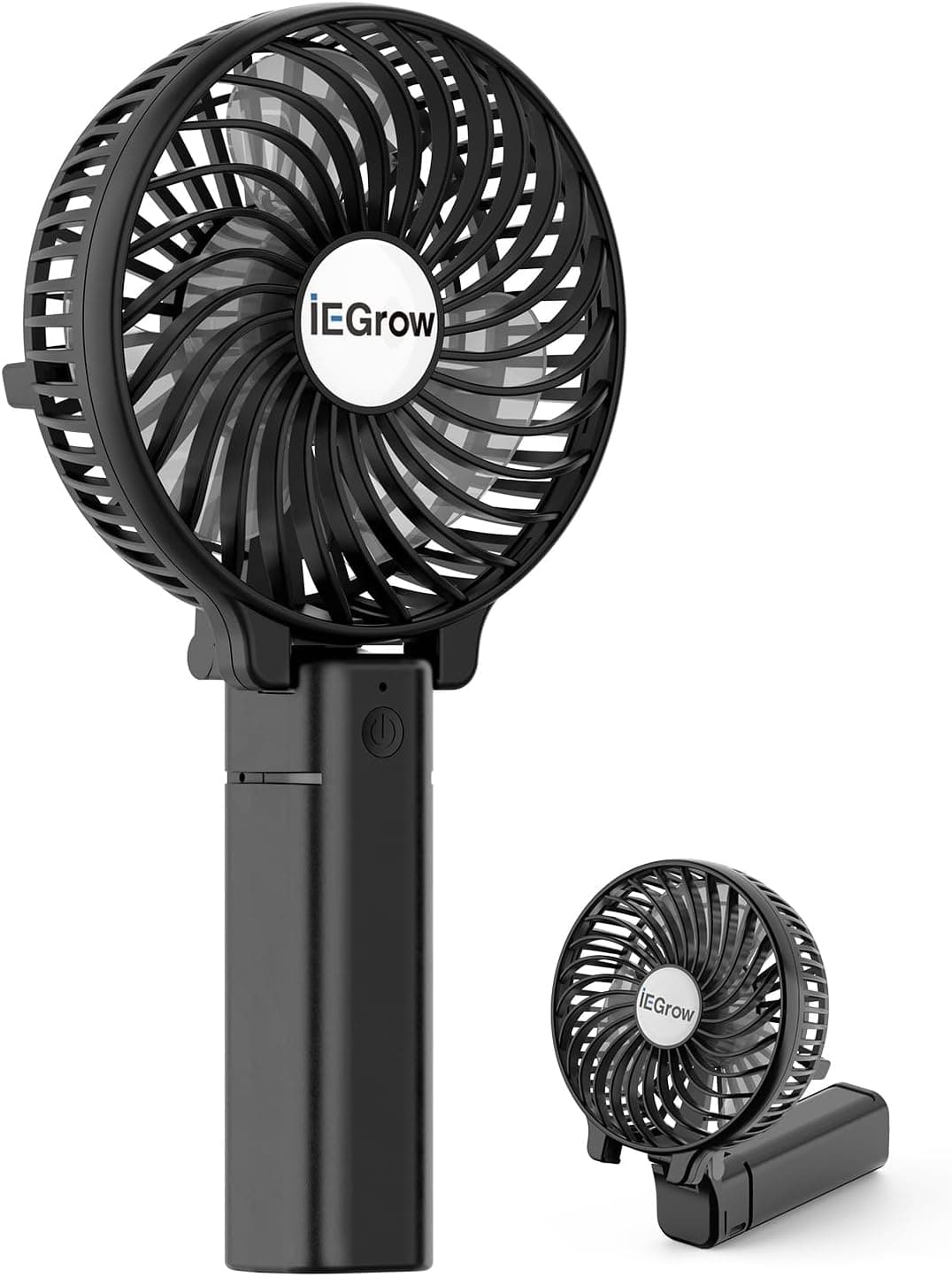 iEGrow Mini ventoinha de mão portátil, USB recarregável, 3 velocidades, autonomia de 4 a 11 horas (dependendo da velocidade)