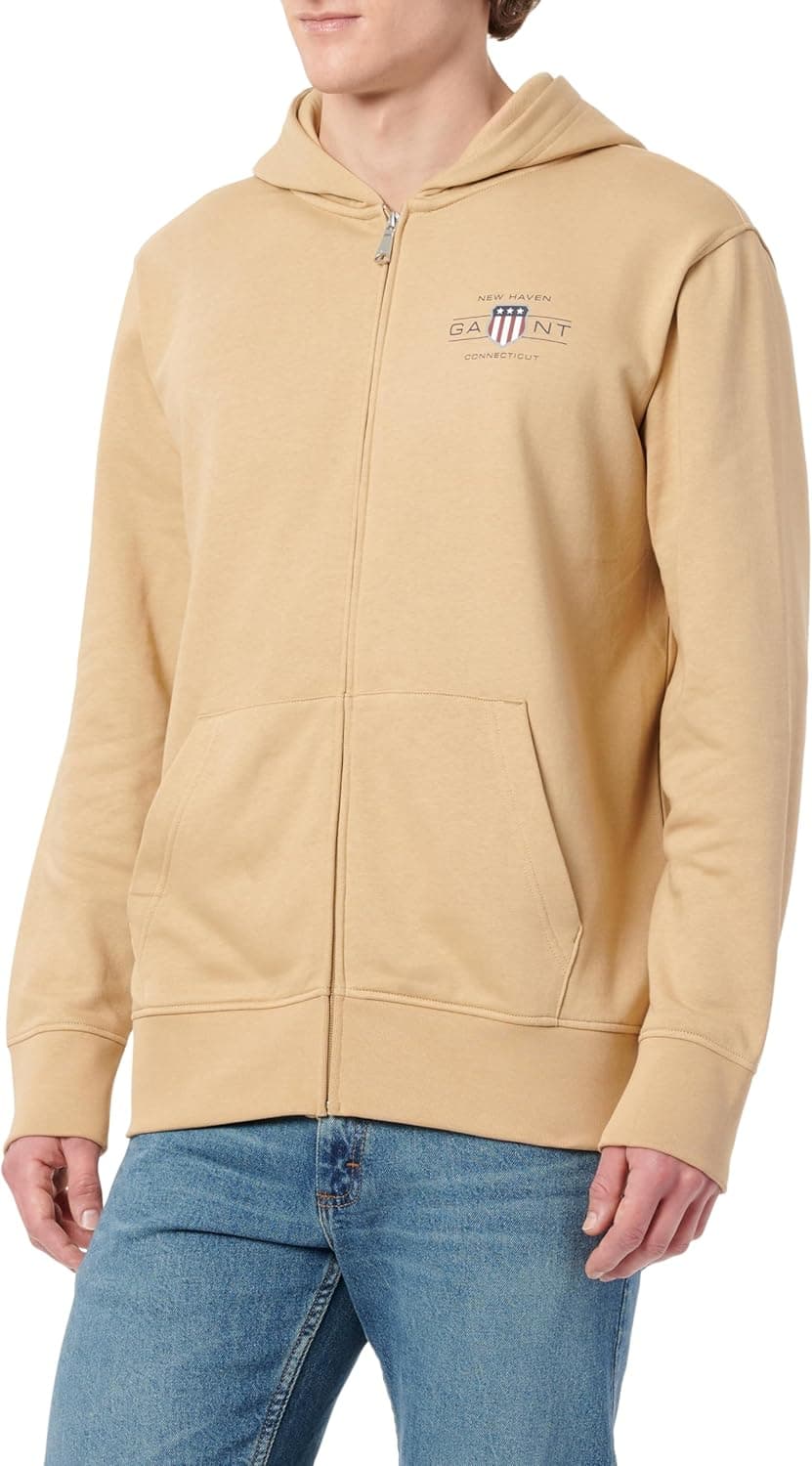 GANT Graphic Fullzip Hoodie | Casaco com fecho integral para homem em bege
